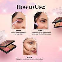 Hilary Rhoda Transform Face Palette | 9 Eyeshadows | 2 Blushes | Highlighter & Contour | Highly Pigmented | Available in 2 Variants | Matte & Shimmer Finish | All-in-One Kit | 18g (Little Drama - Shade 02)