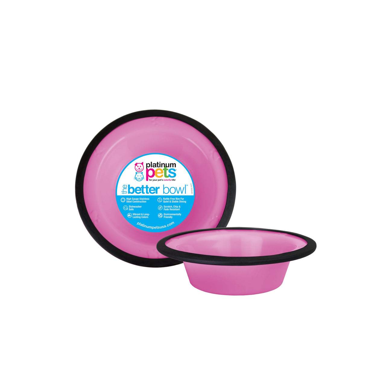 Platinum Pets Switchin Stainless Steel Cat/Dog Bowl, Cotton Candy Pink, Small