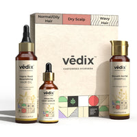 Vedix Customized Hair Fall Control Regimen For Normal/Oily Hair - Dry Scalp & Wavy Hair - 3 Product Kit - Anti Hair Fall Oil With Onion+Indian Licorice - Hair Growth Serum