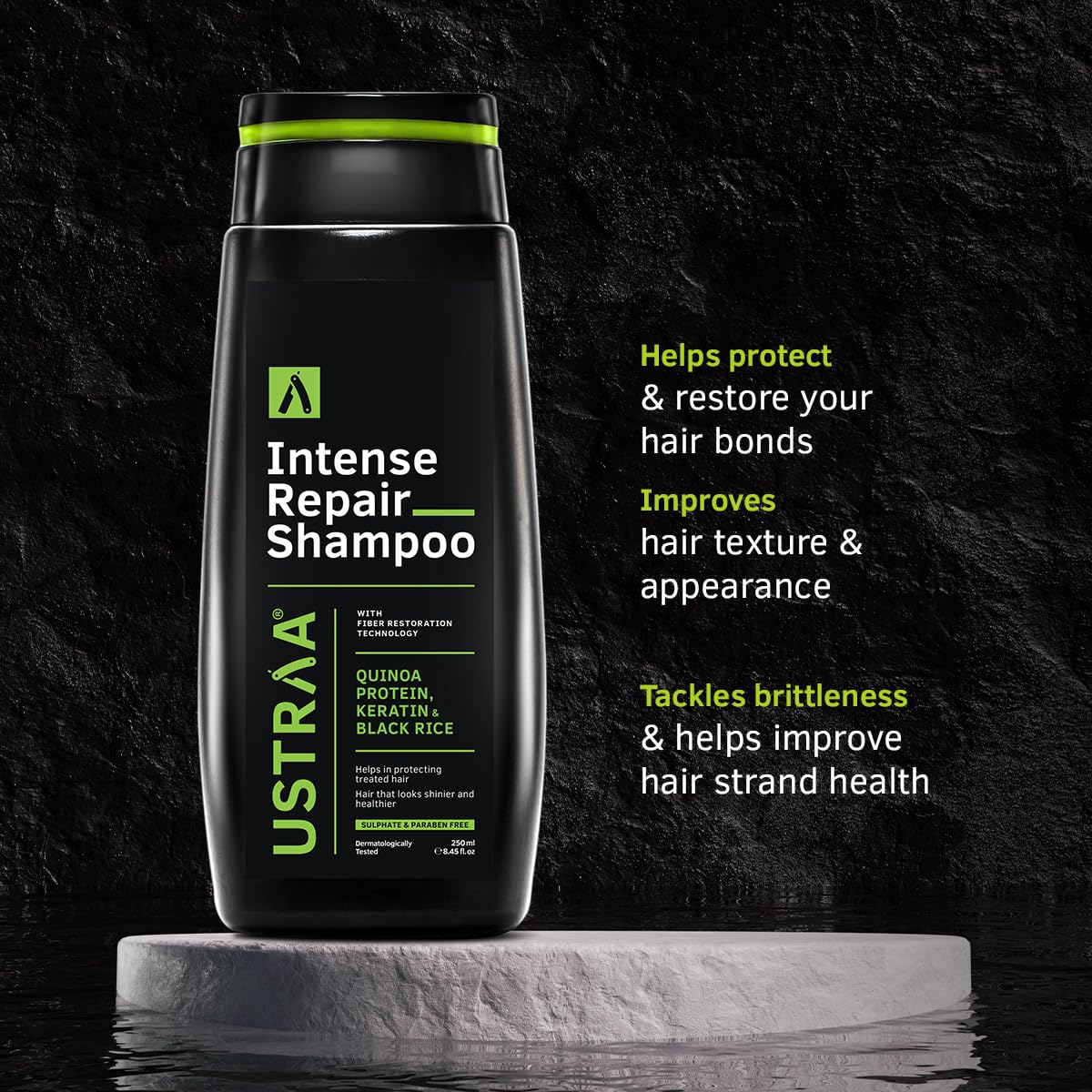 Ustraa Indian Hair Care Kit - Ayurvedic Hair Oil - 200 ml | 8 Natural Herb Extracts & Intense Repair Shampoo - 250 ml | Fiber Restoration Technology | Helps Restore Hair Bonds | Keratin