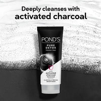 POND's Pure Detox Face Wash 100 g, Daily Exfoliating & Brightening Cleanser, Deep Cleans Oily Skin - With Activated Charcoal for Fresh, Glowing Skin (Pack of 2)