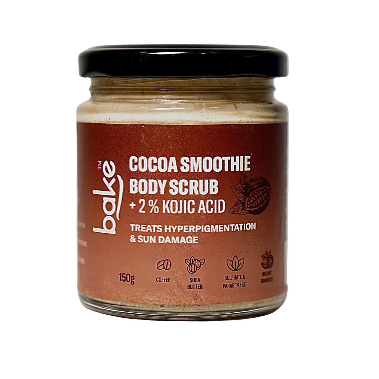BAKE 2% Kojic Acid Coffee Smoothie Body Scrub For Pigmentation & Strawberry Skin | Tan Removal, Skin Exfoliation & Whitening | For Dark Knees, Elbows & Neck | 150g