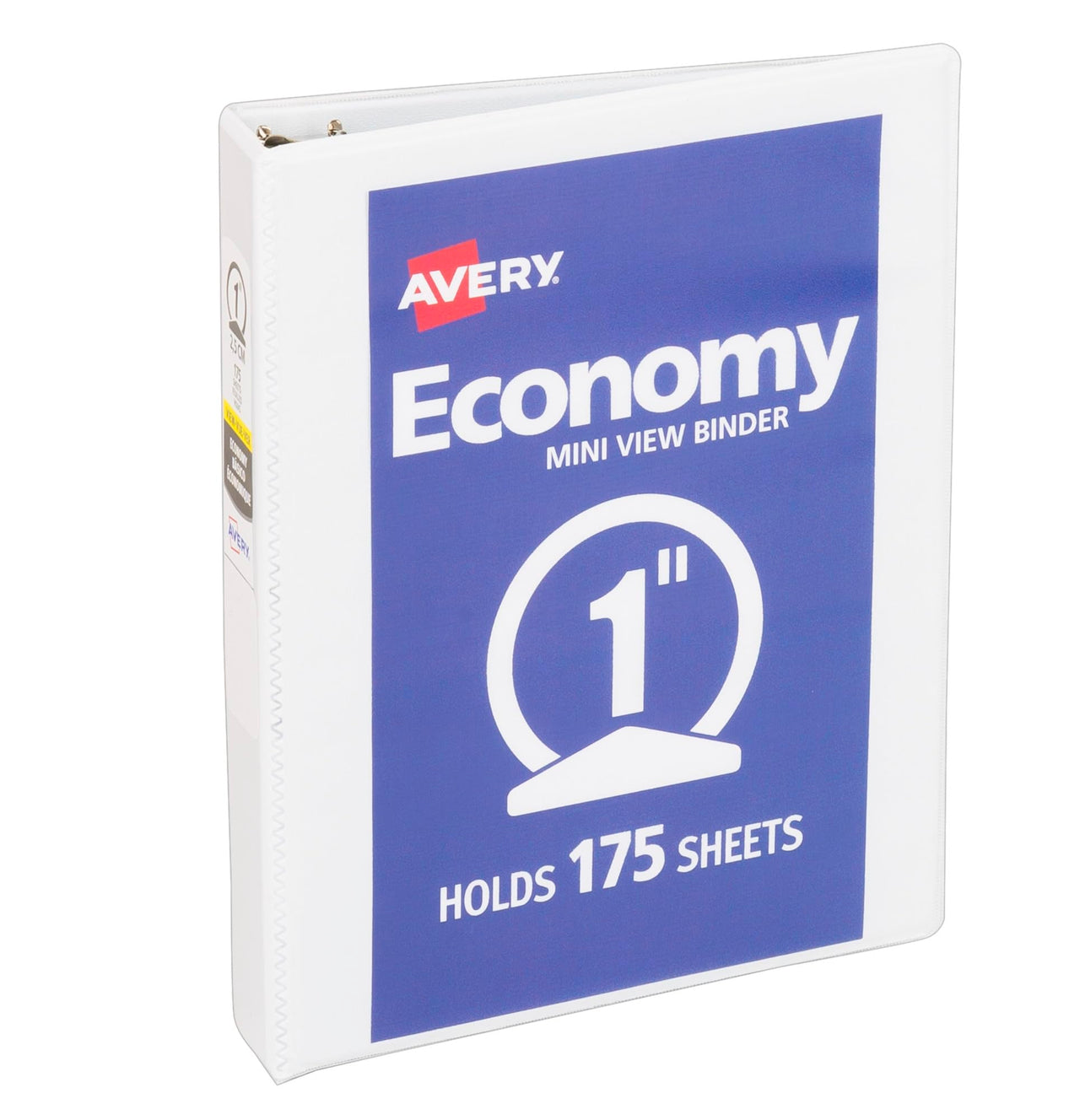 Avery Mini Economy View 3 Ring Binder, 1" Round Rings, Holds 5.5" x 8.5" Paper, 1 White Binder (05806)