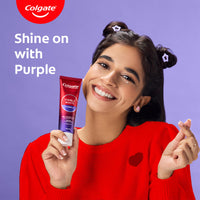 Colgate Visible White Purple Toothpaste For Teeth Whitening, Teeth Whitening Toothpaste With Fluoride, Whitens Yellow Teeth, Enamel-Safe For Daily Use Paste Toothpaste (100G + 20G)