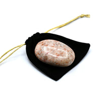 Sunstone Large Palm Stone - Pocket Massage Worry Stone for Natural Body Chakra Balancing, Reiki Healing and Crystal Grid Sunstone (Large)