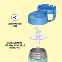 THERMOS FUNTAINER Water Bottle with Straw - 12 Ounce, Bluey - Kids Stainless Steel Vacuum Insulated Water Bottle with Lid Licensed Characters