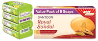 SANTOOR Royal Sandal, 6x125g&Santoor Aloe Fresh Soap with Aloe Vera and Lime for Radiant Looking Skin, 125g, 4 + 1
