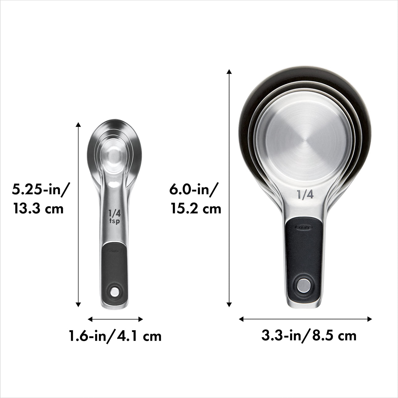 OXO Good Grips Stainless Steel Measuring Cups and Spoons Set, 2.9, 8 Piece
