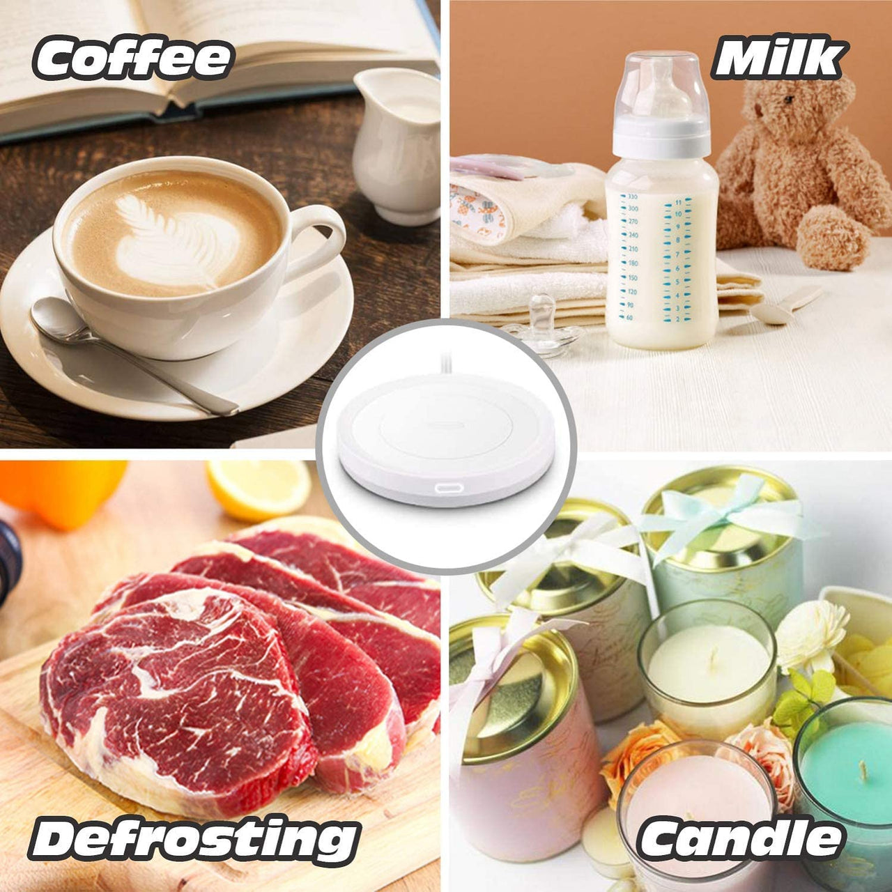 Smart Coffee Warmer, BESTINNKITS Auto On/Off Gravity-Induction Mug Warmer for Office Desk Use, Candle Wax Cup Warmer Heating Plate (Up to 131F/55C) (Black) Black