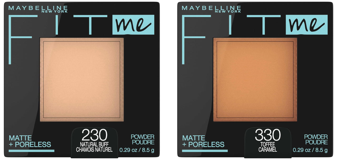 Maybelline New York Natural Finish Powder Foundation For Normal to Oily Skin (Multicolor) (Pack of 2, 8.5 gm each)