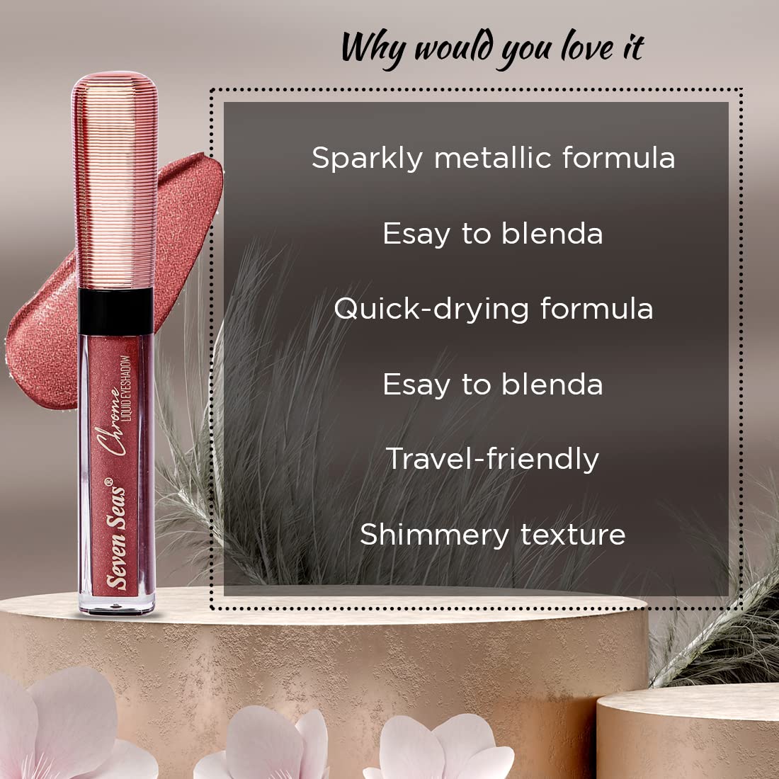 Seven Seas Liquid Eyeshadow | Liquid Eyeshadow Non-Transfer & Insta Dry Metallic & Shimmery Finish