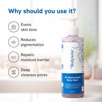 Be Bodywise Lactic Scrub, Niacinamide Wash, Salicylic Body Wash