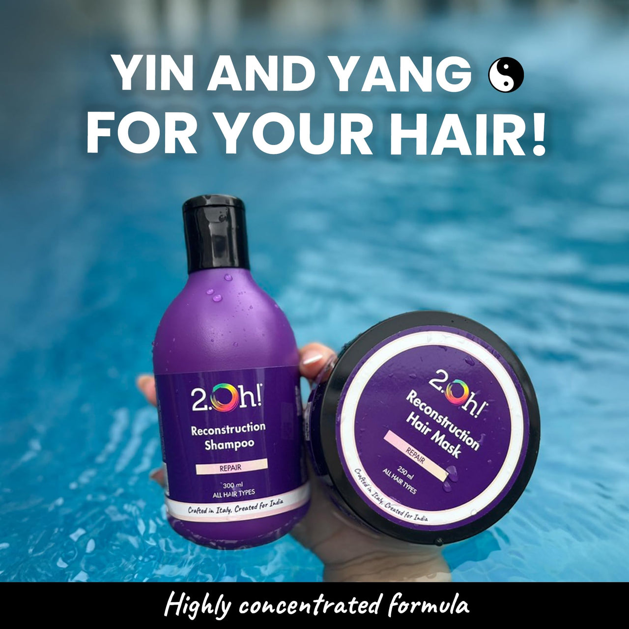 2.Oh! Italian Reconstruction Shampoo and Hair Mask Combo for Dry and Frizzy Hair | Damage Repair Shampoo and Conditioner Hair Mask for Women and Men | Hair Smoothening Cream for Damaged Hair