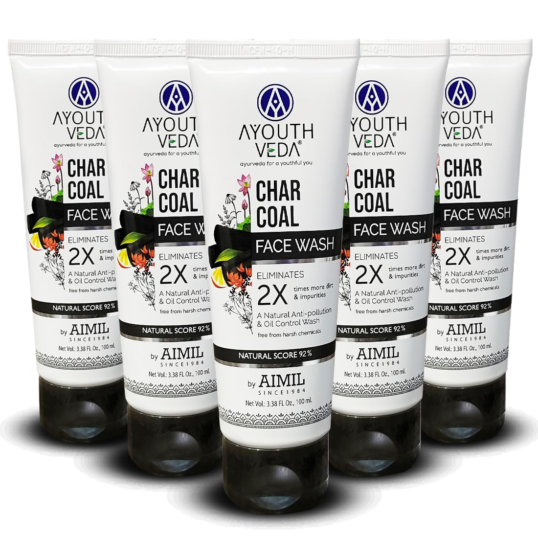 Ayouthveda Activated Charcoal Face Wash for Women and Men | Deep Cleansing Anti Pollution Face Wash | Natural Anti-Pollution & Oil Control Cleanser | Deep Cleansing, Detoxifying & Refreshing | Ayurvedic Cleanser for Men & Women | Paraben-Free | Suitable f