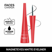 FACES CANADA Magneteyes Eyeliner - Black, 4.5ml | Intense Matte Finish | Quick Drying | 24HR Long Lasting | Fine Tip For Precise Smooth Application | Almond Oil Enriched | Waterproof | Smudgeproof