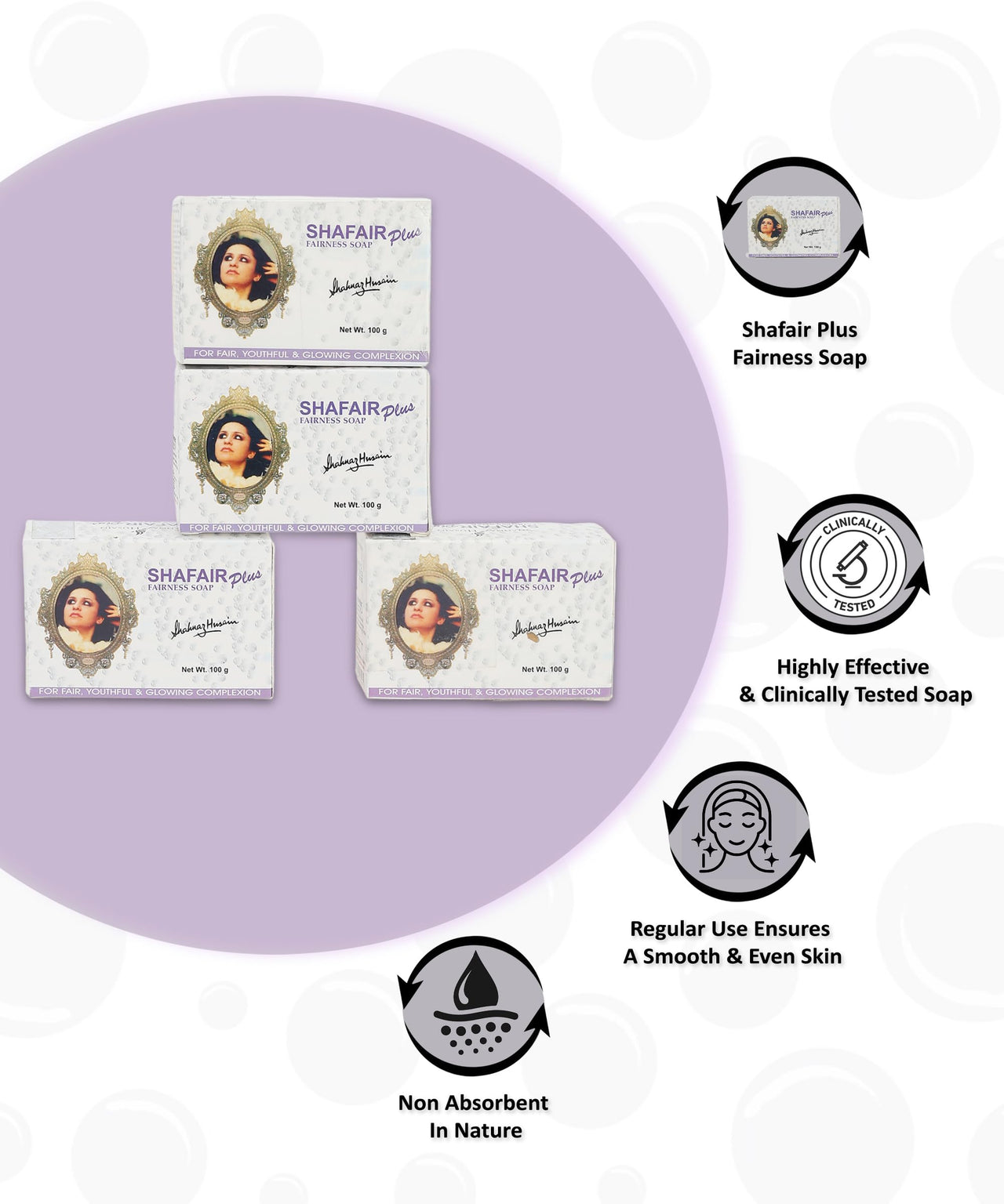 Shahnaz Husain Shafair Ayurvedic Fairness Soap, 100 g, Pack of 4