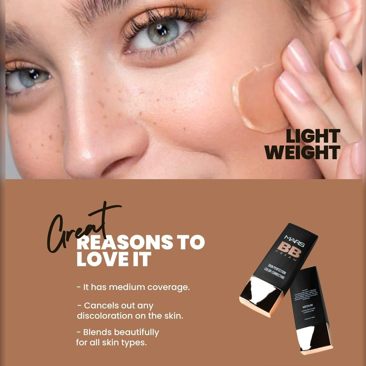 MARS Matte Liquid Lip Color | Long Lasting | Non-Transfer & Waterproof Lipstick for Women (4.5 ml) (01-Spice Brown) BB Cream Lightweight Foundation (30 ml) (Tan)