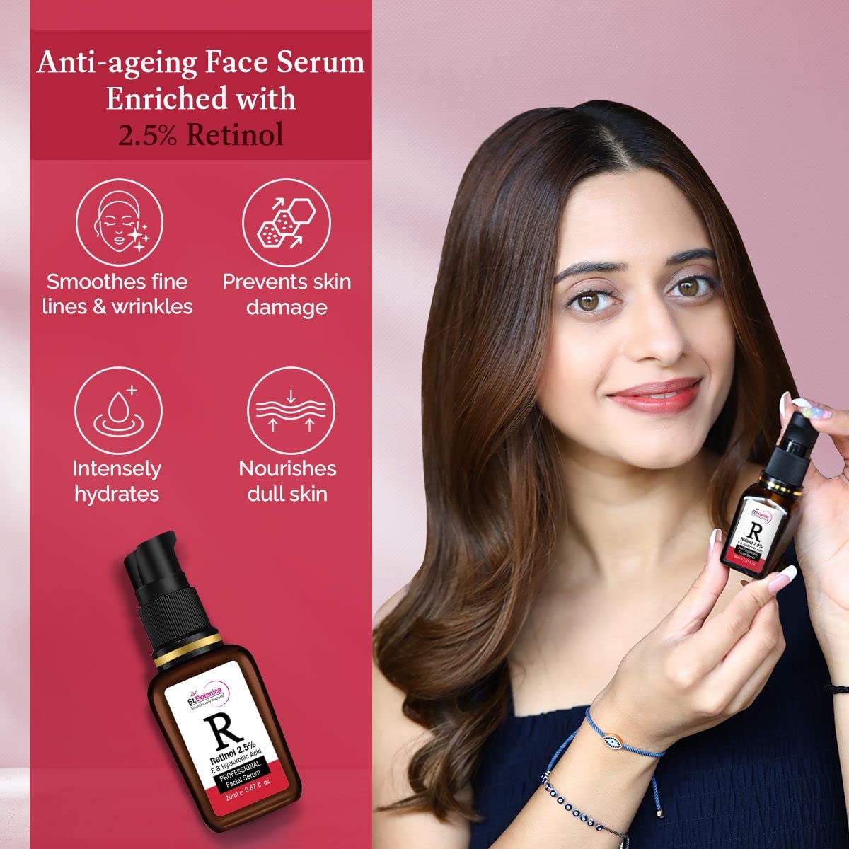 St.Botanica 2.5% Retinol Complex Anti Aging Face Serum | Fight Signs of Aging & Improve Texture | With Jojaba Oil and Vitamin E | Rejuvenate and Hydrates Dull Skin and Clear Oil & Impurities | No Parabens & Sulphates | Vegan & Cruelty Free | 20 ml