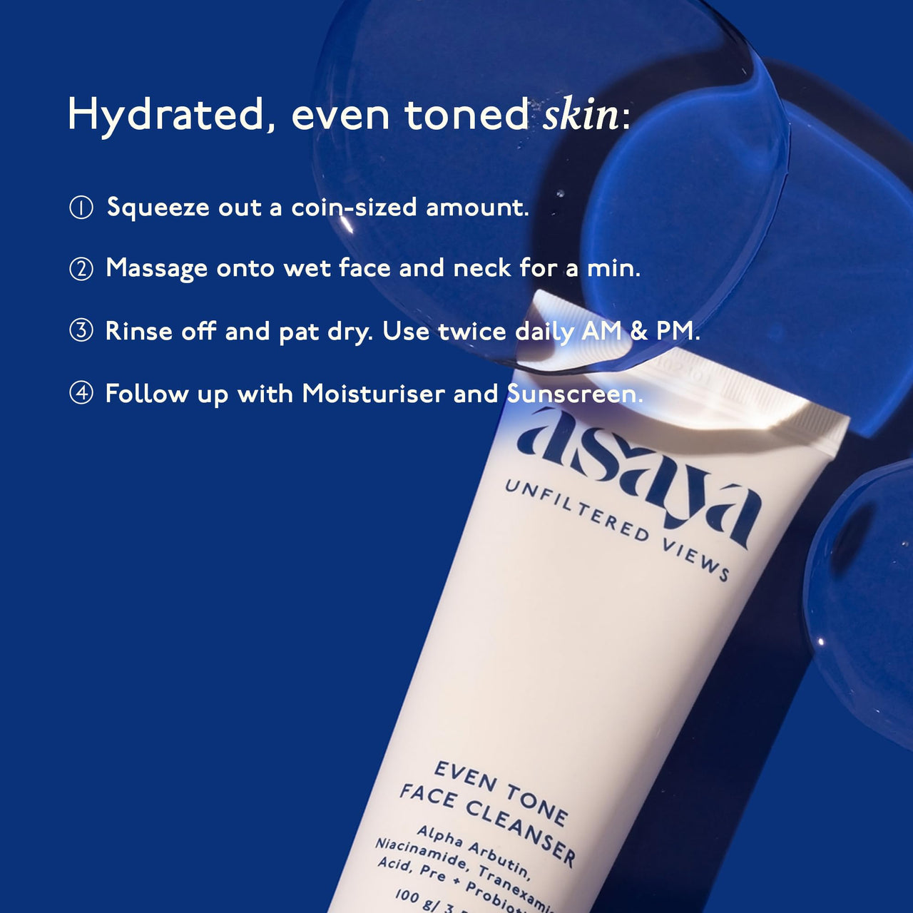 Asaya Dark Spot Removal Face Wash | Fades Spots, Acne Marks & Evens Tone | Tranexamic Acid, Niacinamide & Alpha Arbutin Face Wash With Pre + Probiotics | Both Women & Men | 100g