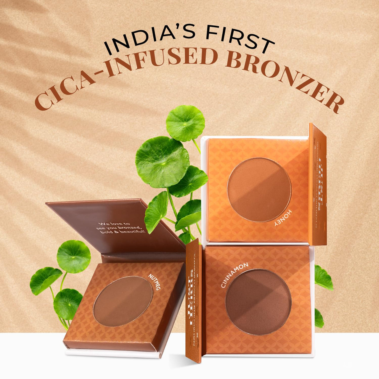 Just Herbs Nourishing Pressed Bronzer Liquorice + Cica for Face Makeup 3.5g (Nutmeg, 3.5)