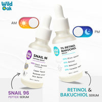WildOak 1% Retinol Bakuchiol Ceramides Face Serum | Anti-Aging, Brightening & Skin Texture Improvement | Boosts Collagen & Restoration | Bakuchiol is Powerful for Skin Barrier & Gentle on Skin | 30ml