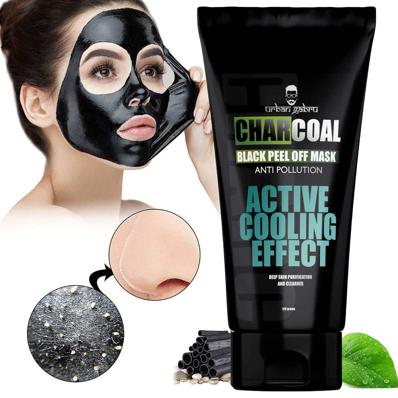 UrbanGabru Charcoal Peel Off Mask, 120g & UrbanGabru Charcoal Face Wash with Apple Cider Vinegar for Pimple/Acne control and clear Glowing Ski
