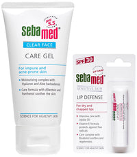 Sebamed Clear Face Care Gel, 50ml & SebaMed SPF 30 Lip Defense Stick, 4.8g