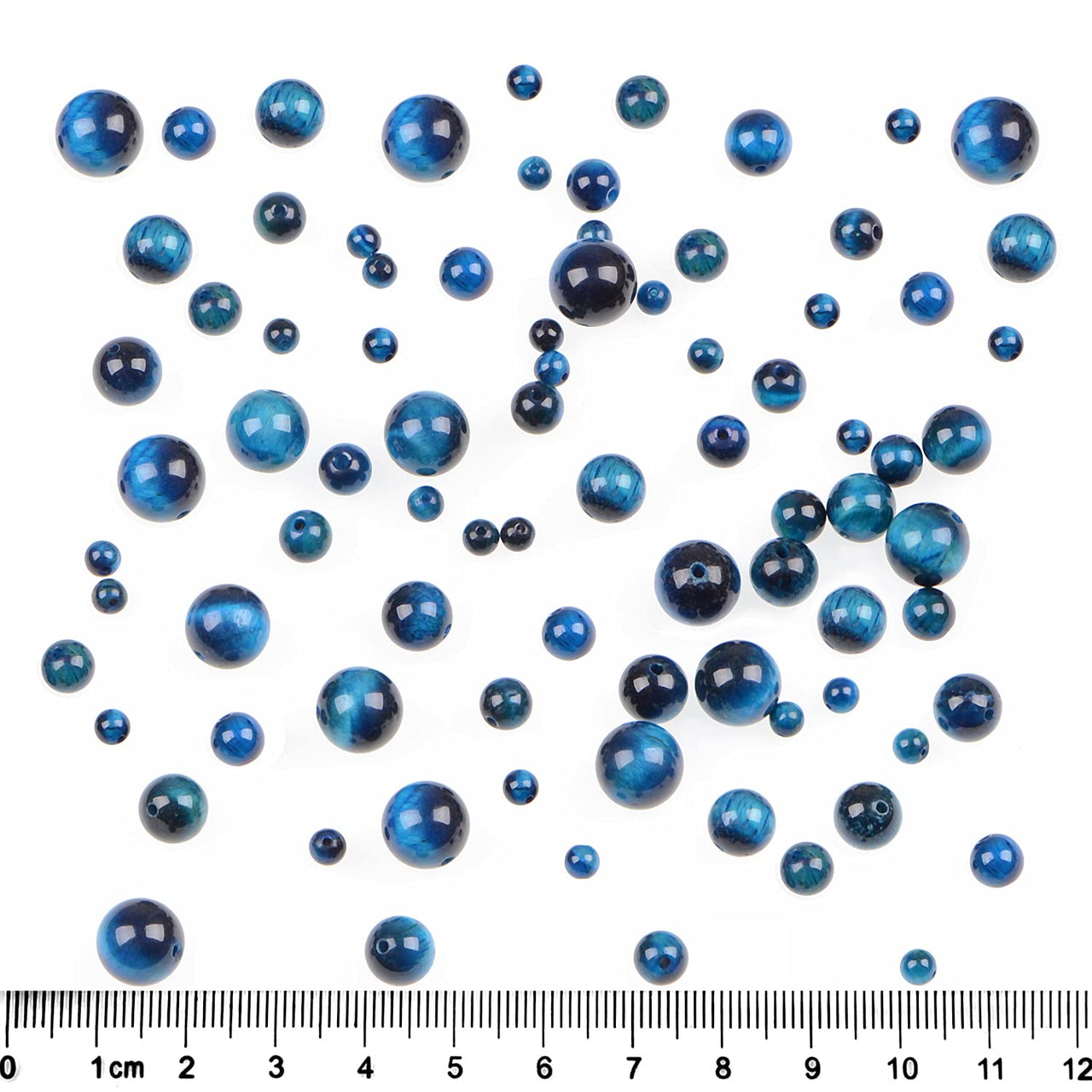 Bymitel 210pcs Natural Crystal Beads Stone Gemstone Round Energy Healing Loose Beads with Stretch Cord for Jewelry Making Bracelets Anklets (Blue Zircon Tiger's  Eye, 4mm 210pcs) Blue Zircon Tiger's  Eye