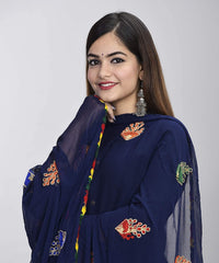 DIAMO Women's  Phulkari Chiffon Dupatta