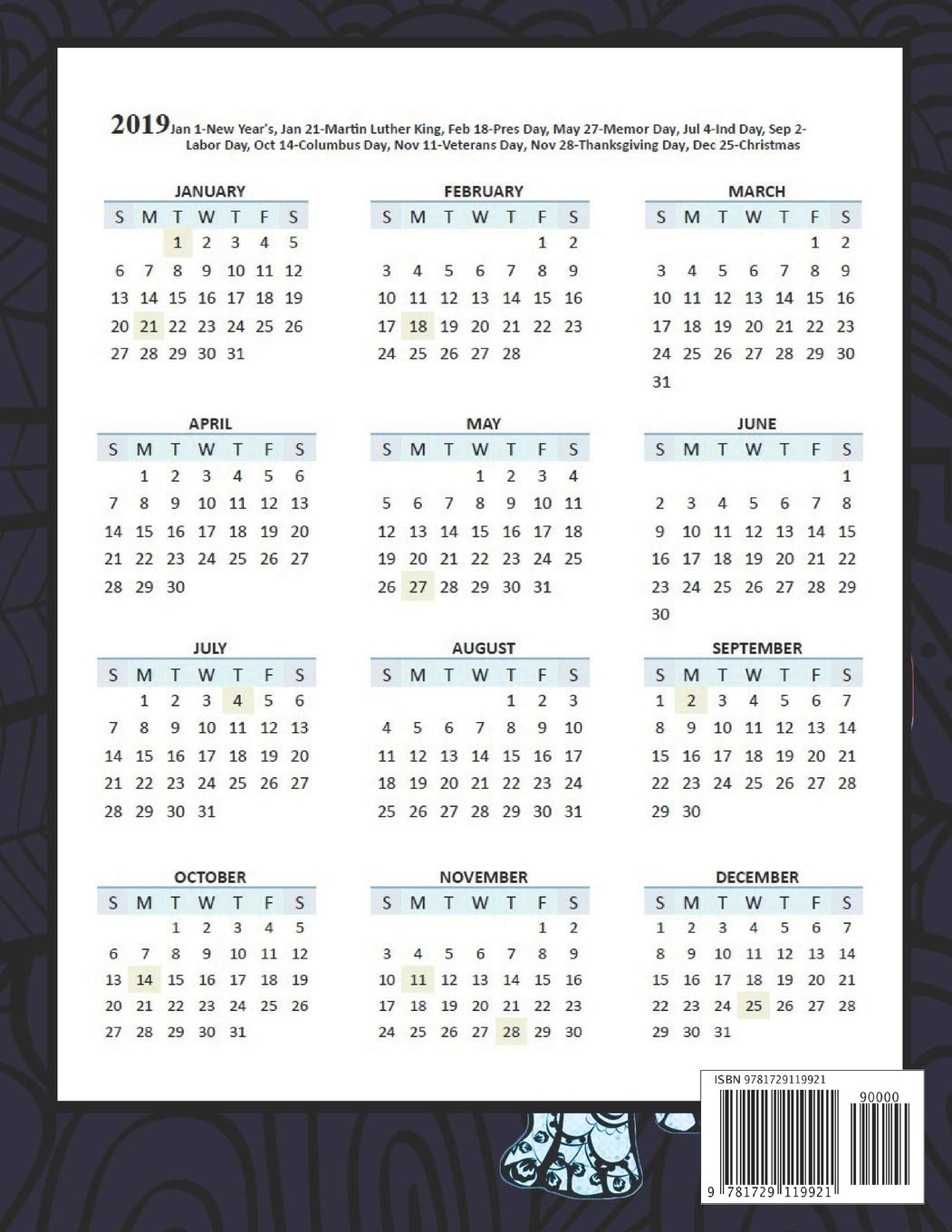 Elephant 2019 Planner Organize Your Weekly, Monthly, & Daily Agenda: Features Year at a Glance Calendar, List of Holidays, Motivational Quotes and Plenty of Note Space