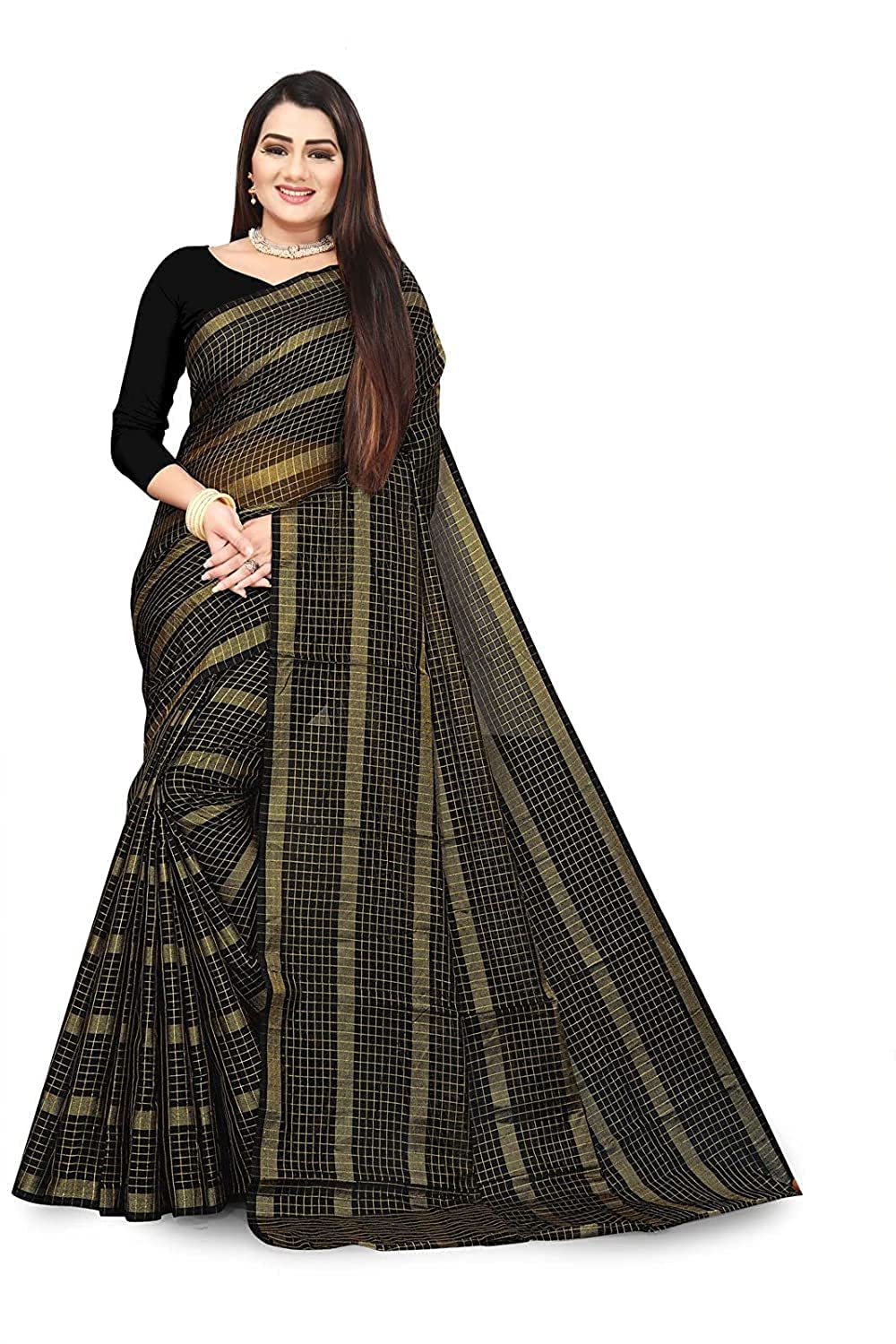 Amazon Brand - Anarva Soft Heavy & Cotton Silk Sarees for women, Beautiful saree free size with unstitched Blouse Piece