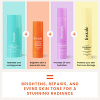 Foxtale Morning Glory Routine (Matte) Skin Care Kit | Cleanser Face Wash 100ml + Ceramide Moisturizer 50ml + Vitamin C Face Serum 30ml + Matte Finish Sunscreen 50ml