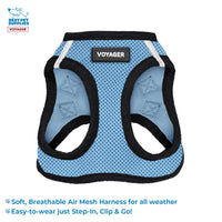 Voyager Step-in Air All Weather Mesh Harness and Reflective Dog 5 ft Leash Combo with Neoprene Handle, for Small, Medium and Large Breed Puppies by Best Pet Supplies - Blue, XXX-Small XXXS (Chest: 10 - 11.5