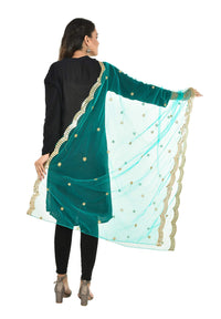 YOUTHQUAKE Heavy Embellished Plastic Mirror Net Dupatta for Womens & Girls