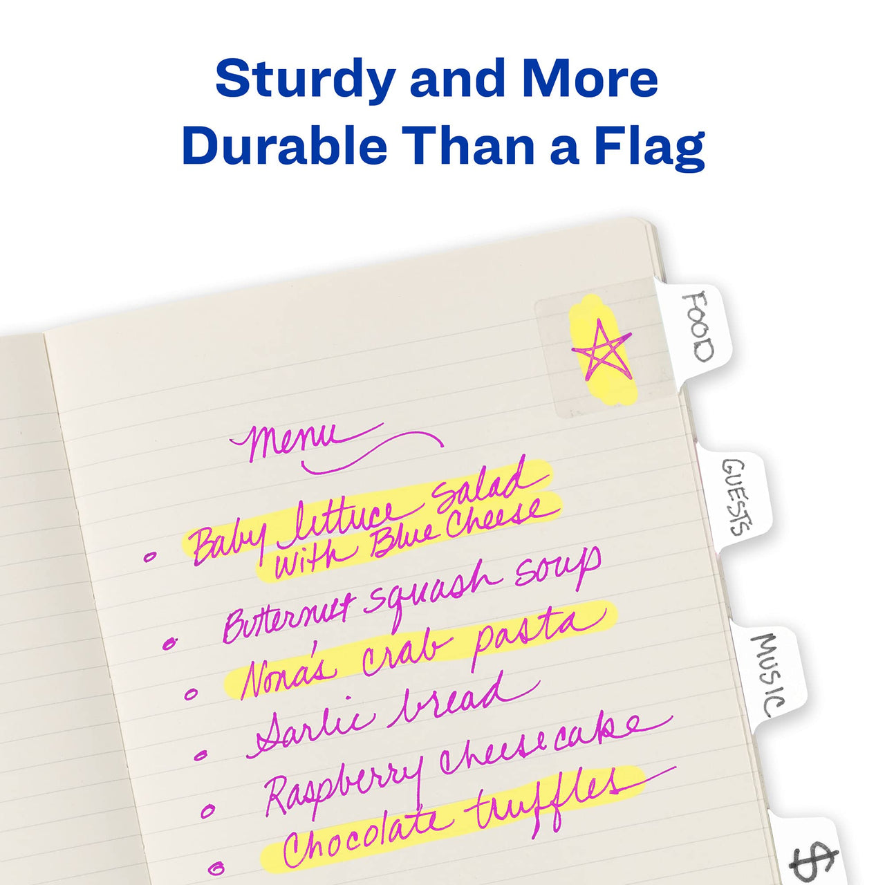 Avery Mini Ultra Tabs, 1" x 1.5", 2-Side Writable, White, 40 Repositionable Tabs (74788) 1 x 1.5