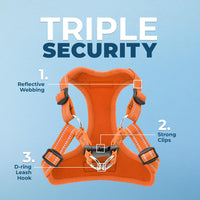 Best Pet Supplies Voyager Adjustable Dog Harness with Reflective Stripes for Walking, Jogging, Heavy-Duty Full Body No Pull Vest with Leash D-Ring, Breathable All-Weather - Harness (Orange), M Harness (Orange) M (Chest: 17 - 21