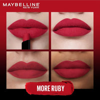 Maybelline New York Lipstick, Matte Finish, Bold Colour, 199 More Ruby, 1.7g & Maybelline New York Matte Lipstick, Intense Colour, Moisturised Lips, 695 Divine Wine, 3.9g