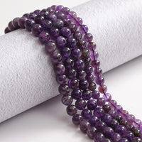 60pcs 6mm Natural Stone Beads Amethyst Beads Energy Crystal Healing Power Gemstone for Jewelry Making, DIY Bracelet Necklace