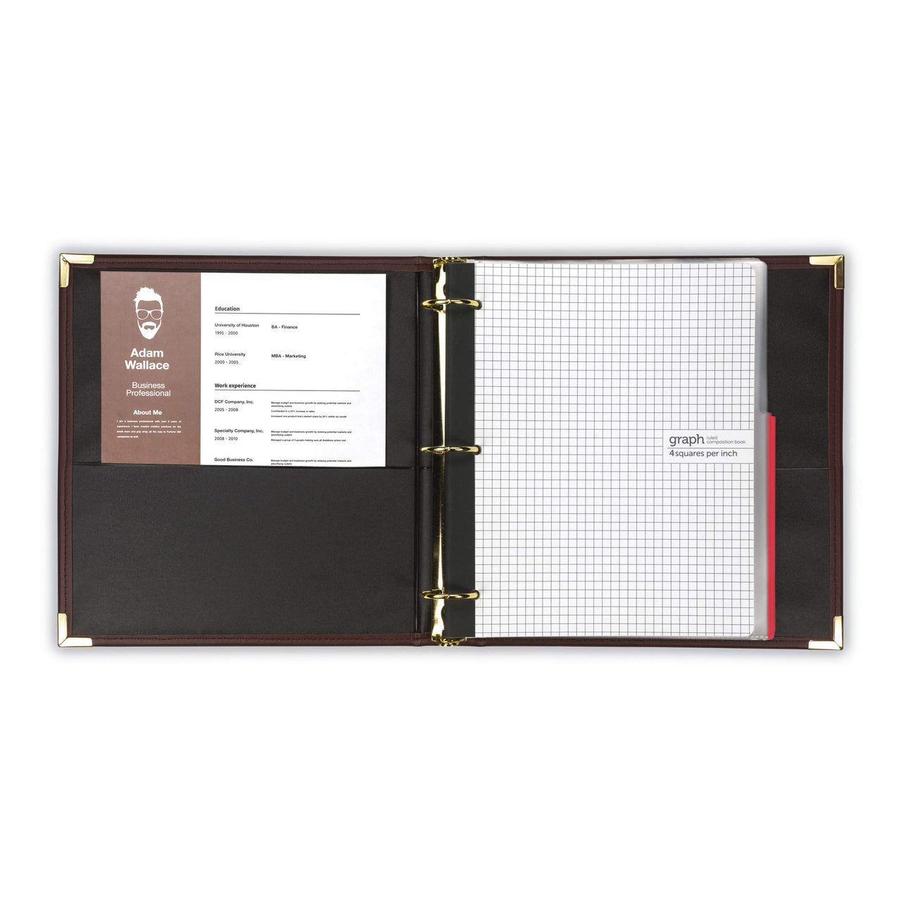 Samsill Classic Collection Executive Presentation 3 Ring Binder/Portfolio Binder, 1.5 Inch Binder, Brass Round Ring (Holds 325 Sheets), Burgundy
