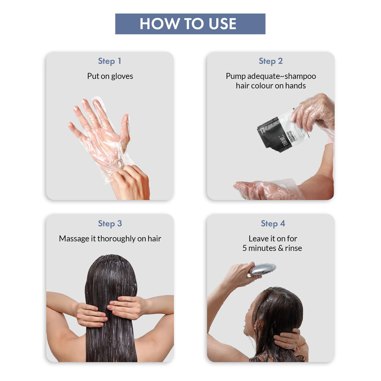 ThriveCo Coloring Shampoo, Dark Brown | 5-Minute Quick Color | 100% Grey Coverage | Pack of 4 X 20 ml | Ammonia Free | Long Lasting Color, Glossy Hair | With Hyaplex™ |80 ML