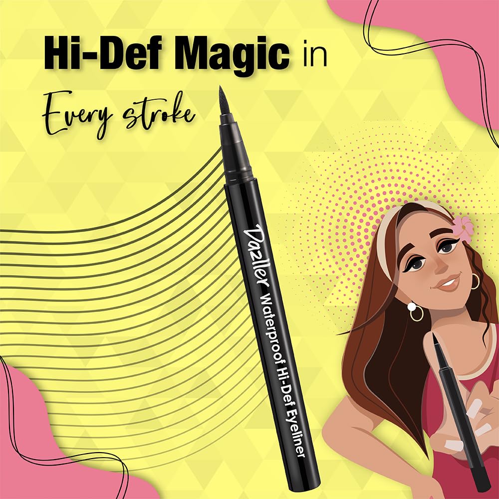 Dazller Hi-Def Eyeliner|Velvet Matte|Water-Resistant|Smudge-Proof|Long Stay|Single Stroke|Precise Application|Black|1.1gram, Gel