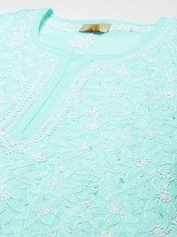 Ada Hand Embroidered Lucknowi Chikankari Cotton Kurta Kurti for Women A411165