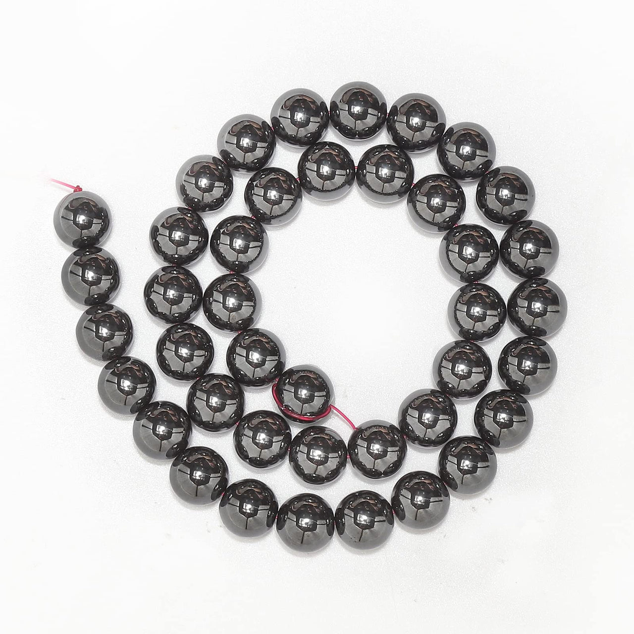 35pcs 10mm Natural Black Hematite Gemstone Beads Energy Healing Crystal Round Loose Stone Beads for Jewelry Making, DIY Bracelets Necklaces