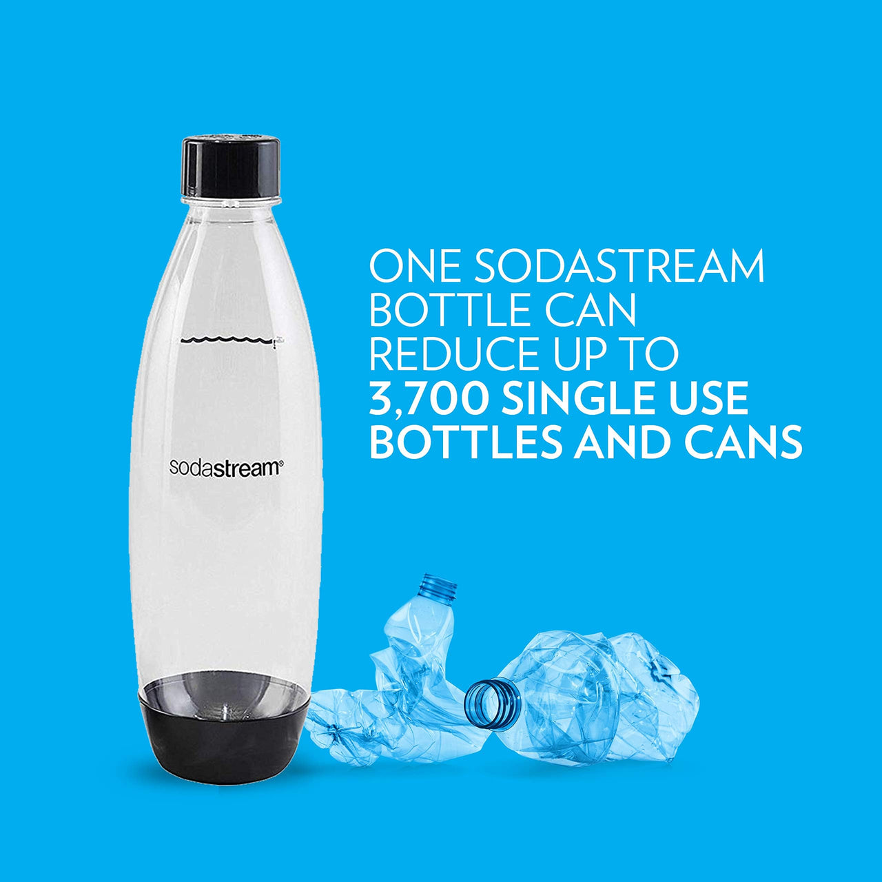 sodastream 0.5L Twin Pack Dishwasher Safe Slim Bottle (Black) Dishwasher Safe Black 0.5L Pack of 2