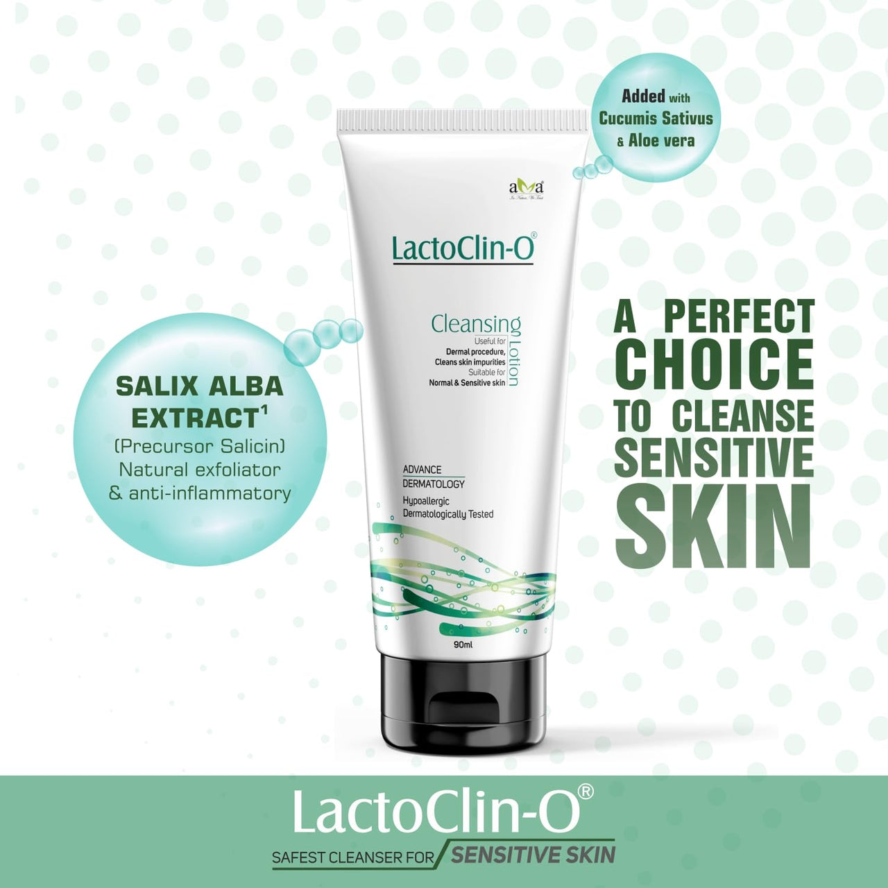 Vegetal LactoClin-O Cleansing Lotion, Hypoallergenic Face Wash for Normal & Sensitive Skin, 90 ml Pack of 2