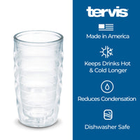 Tervis Clear & Colorful Lidded Made in USA Double Walled Insulated Tumbler Travel Cup Keeps Drinks Cold & Hot, 10oz Wavy, Orange Lid