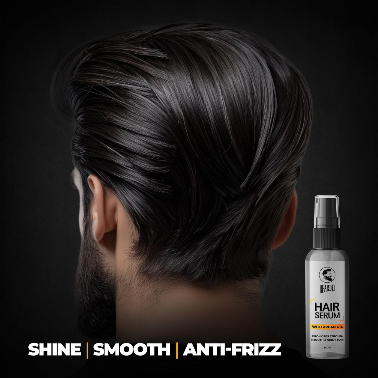 Beardo Hair Serum 50ml for Instant Shine & Anti-frizz with Argan Oil, Made for Men's  Hair, Super Light-weight | Provides shine, smoothness and damage protection | Luxurious Shine, Frizz-Free Hair Serum for Men