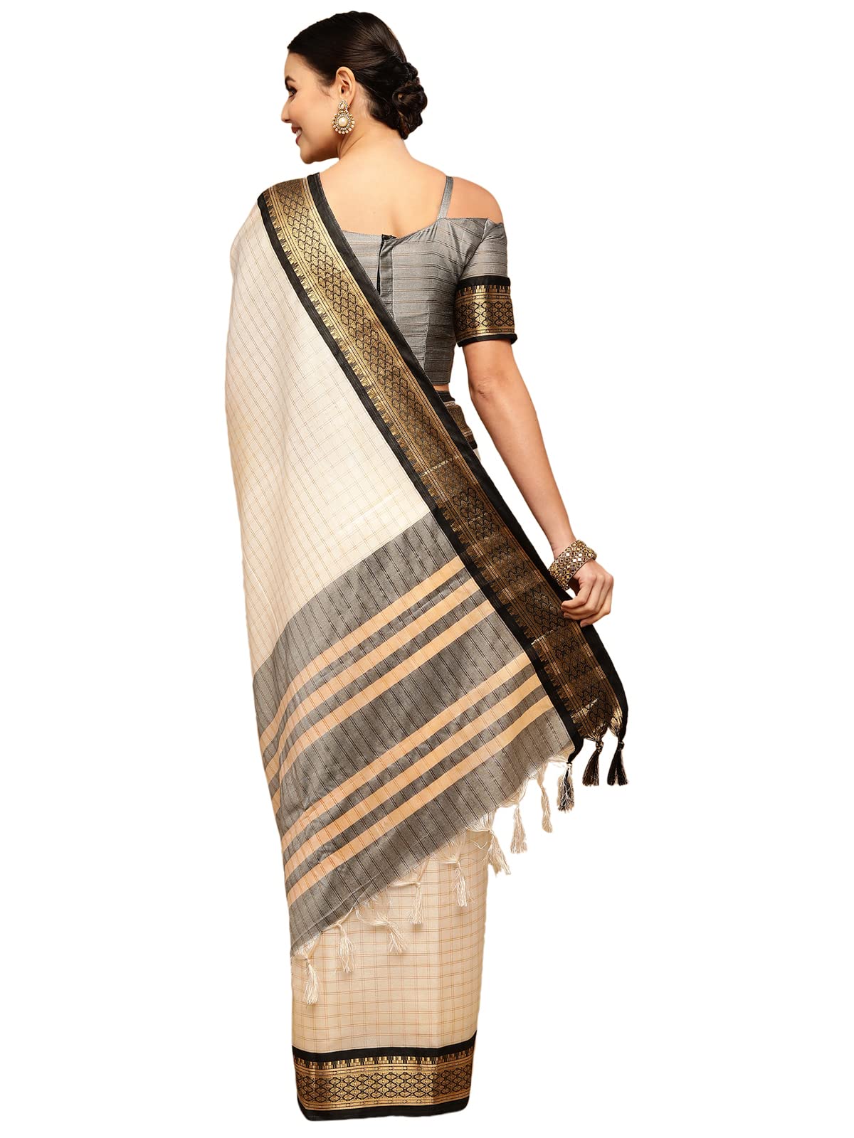 Satrani Women's Poly Silk Woven Saree With Unstitched Blouse Piece