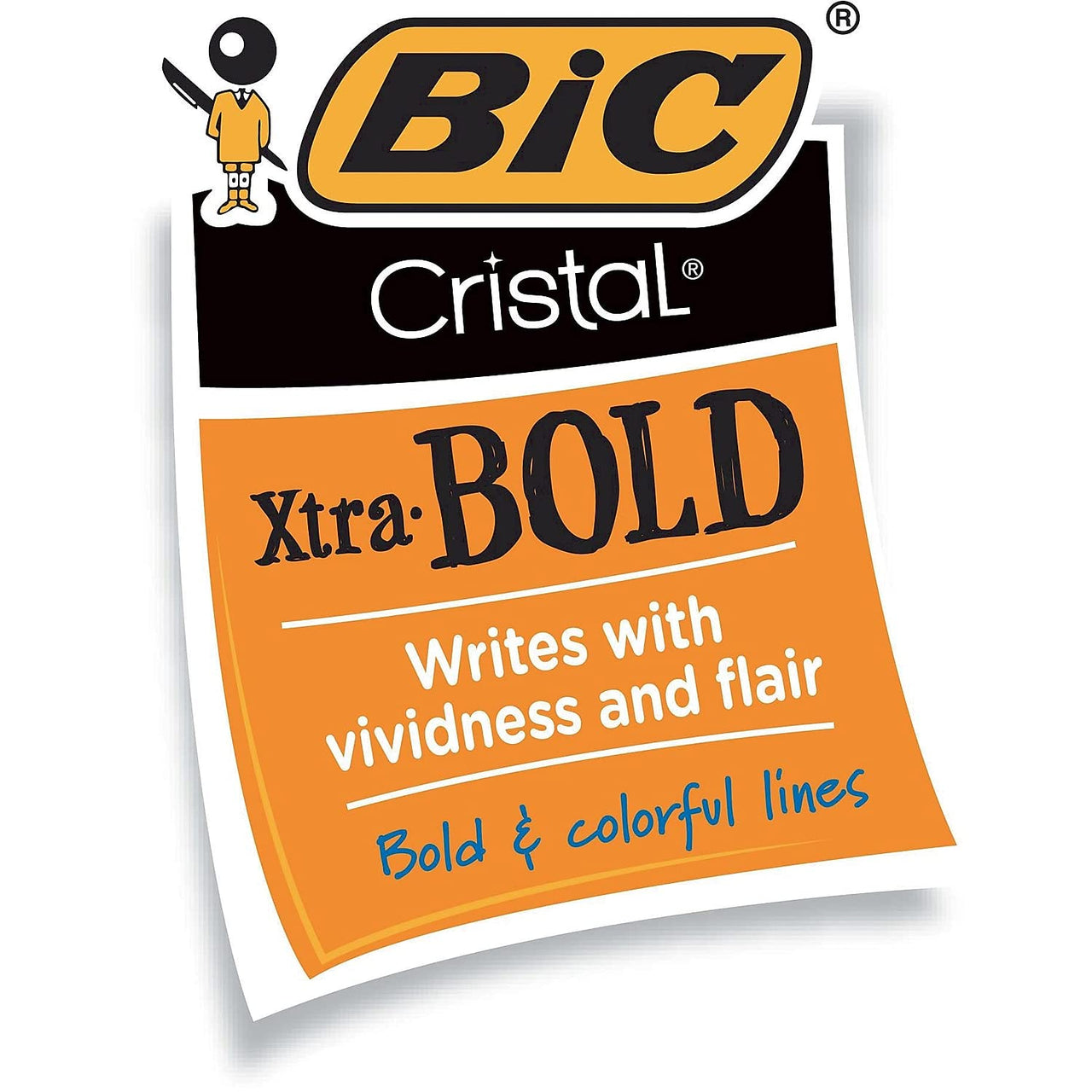 BIC Cristal Xtra Bold Ballpoint Pen, Bold Point (1.6mm) For Vivid And Dramatic Lines, Blue, 24-Count