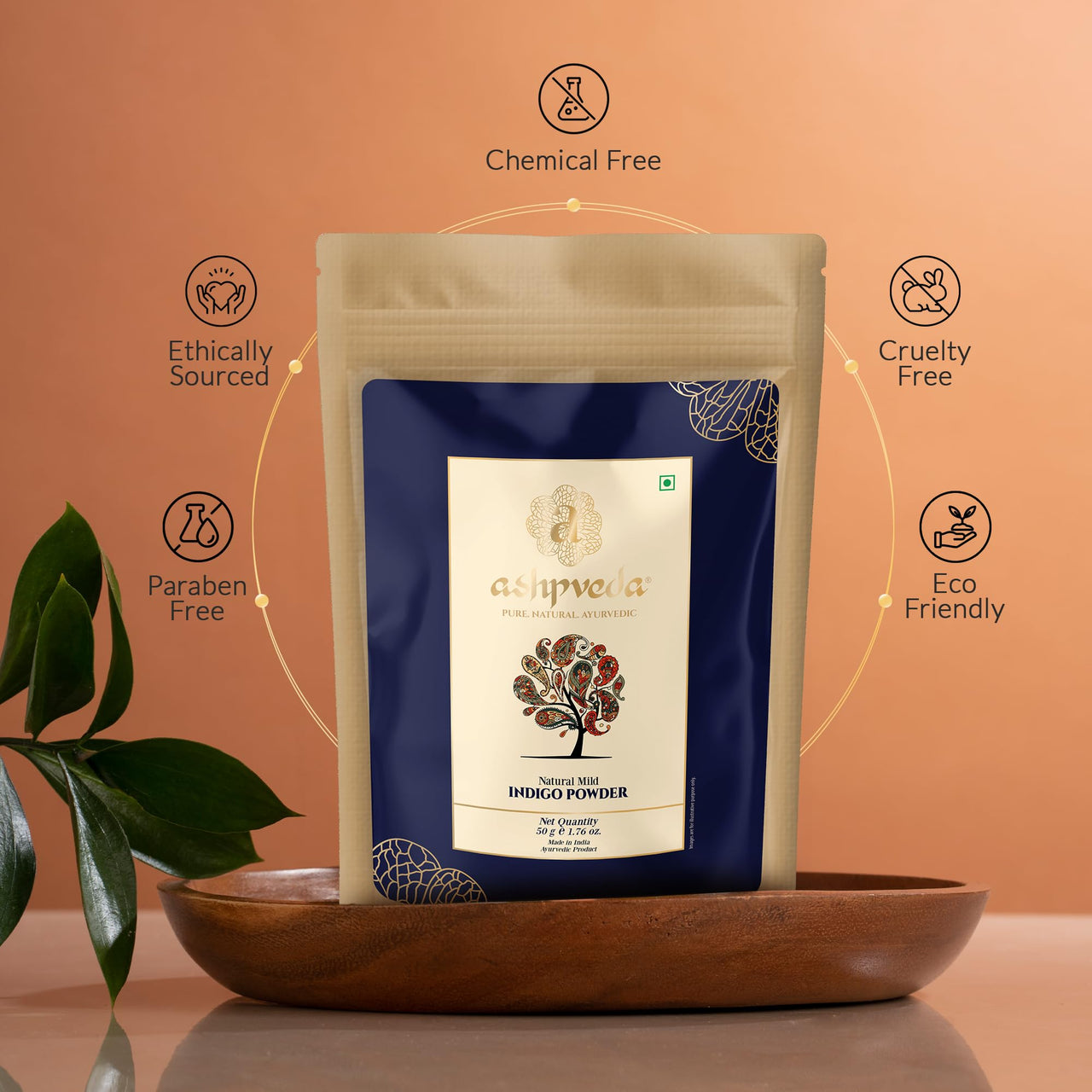 Ashpveda Natural Hair Colour for Women | Henna & Indigo Combo | 100% Pure Herbal Colour (50 gm Pack of Each)